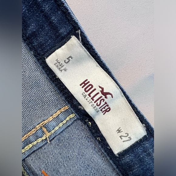 Hollister Size 5 27 Womens Jeans Jeggings Mid Rise Skinny Stretch Dark Wash - Picture 4 of 6